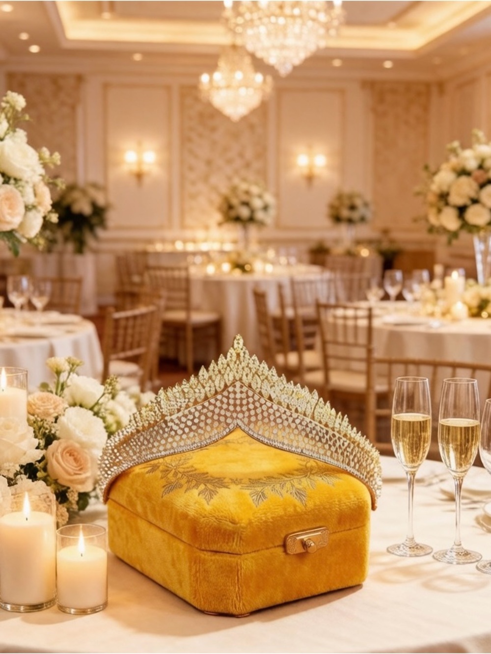 Velvet Gold Crystal Tiara Accent